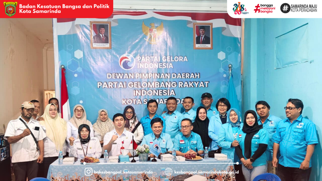 Badan Kesatuan Bangsa dan Politik Kota Samarinda Laksanakan Silaturahmi dan Koordinasi ke DPD Partai Gelora Kota Samarinda