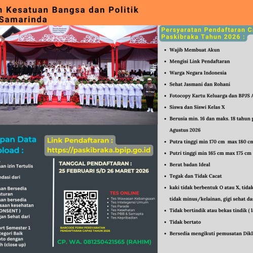 Pendaftaran Calon Paskibraka Kota Samarinda Tahun 2026 Telah Dibuka
