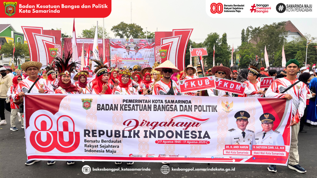 Badan Kesatuan Bangsa dan Politik Kota Samarinda Ikuti Pawai Pembangunan & Karnaval Budaya Nusantara 2025