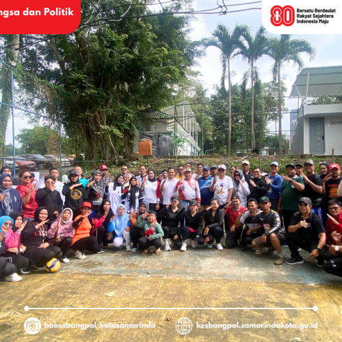 Senam Sehat dan Voli Bersama Forum dan Organisasi Kemasyarakatan di bawah Naungan Badan Kesbangpol Kota Samarinda